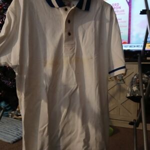 Stylish White Polo Shirt with Blue Trim